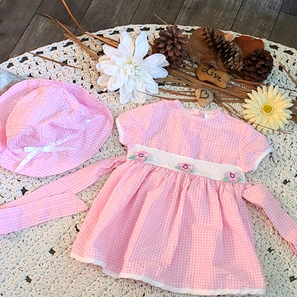 THOMAS Other - BEAUTIFUL SUMMER 18 MONTHS DRESS / HAT PINK WHITE
